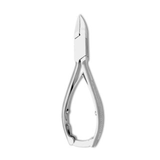 Professional 14 cm Heavy Duty Toenail Cutter (Nail Pliers) with a 20mm curved blade, double spring mechanism, and serrated design handle by Tusifi Impex.