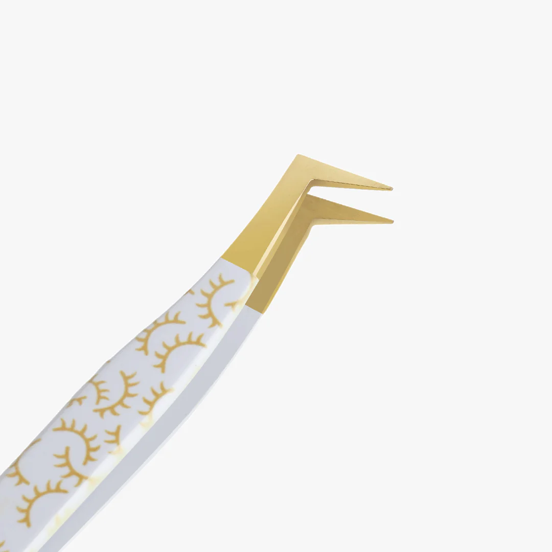 White-Gold-Lash-Print-Eyelash-Extension-Tweezers