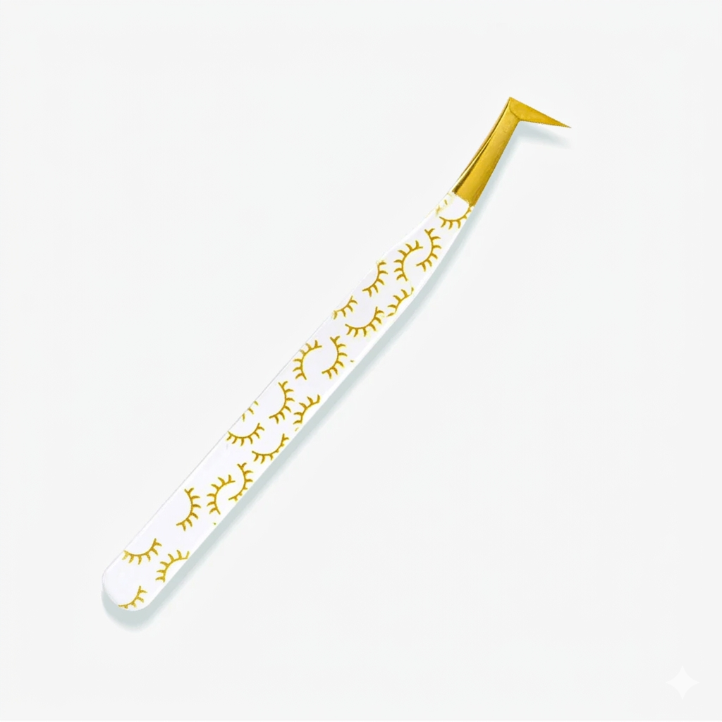 White-Gold-Lash-Print-Eyelash-Extension-Tweezers